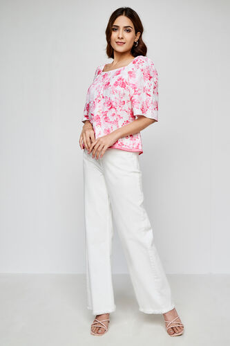 Pink Floral Straight Top, Pink, image 4